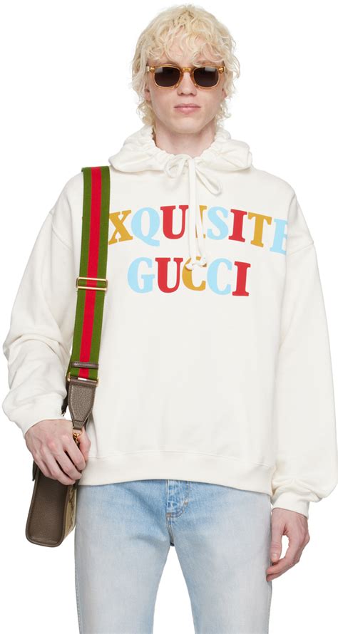 gucci white hoodie jacket|gucci distressed hoodie.